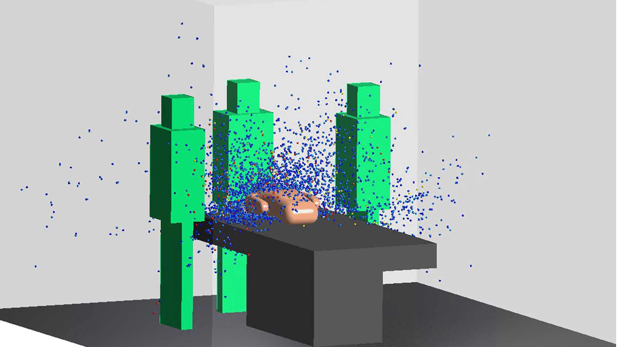 Droplets dispersed in model of shield box