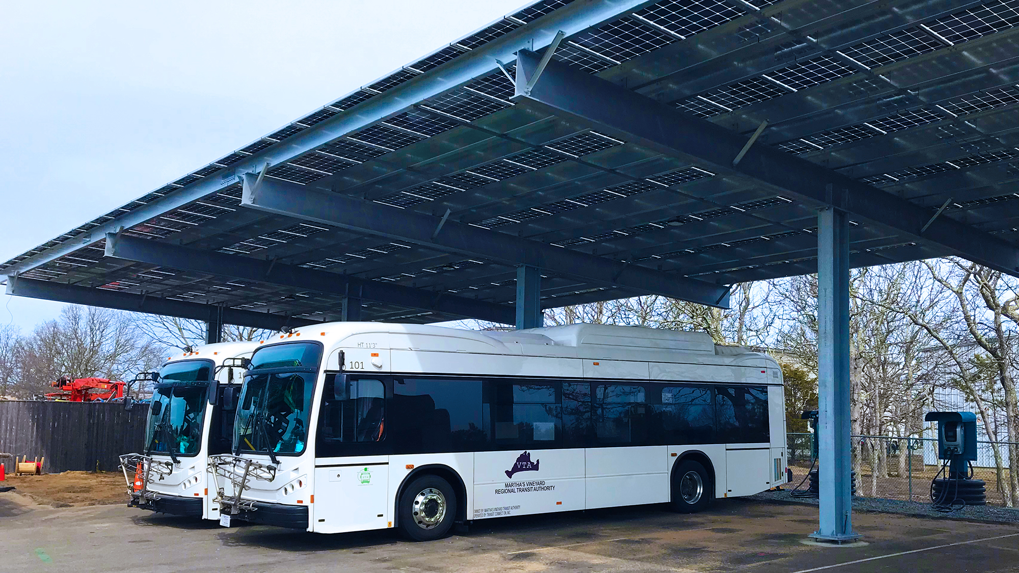 view of electric bus depot at Martha's Vineyard