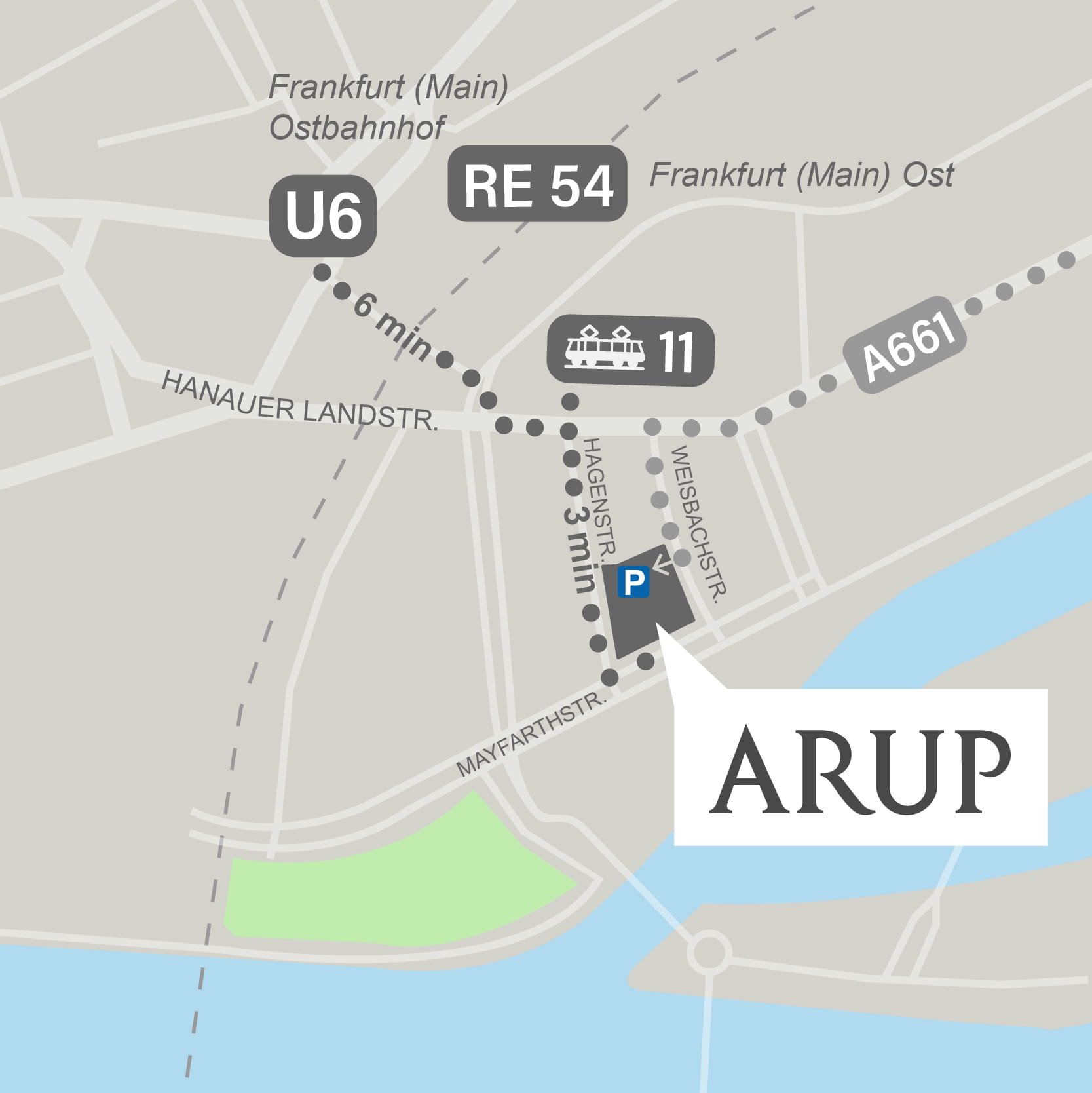 Arup findet man in Frankfurt am Main in der Mayfarthstra?e 15.