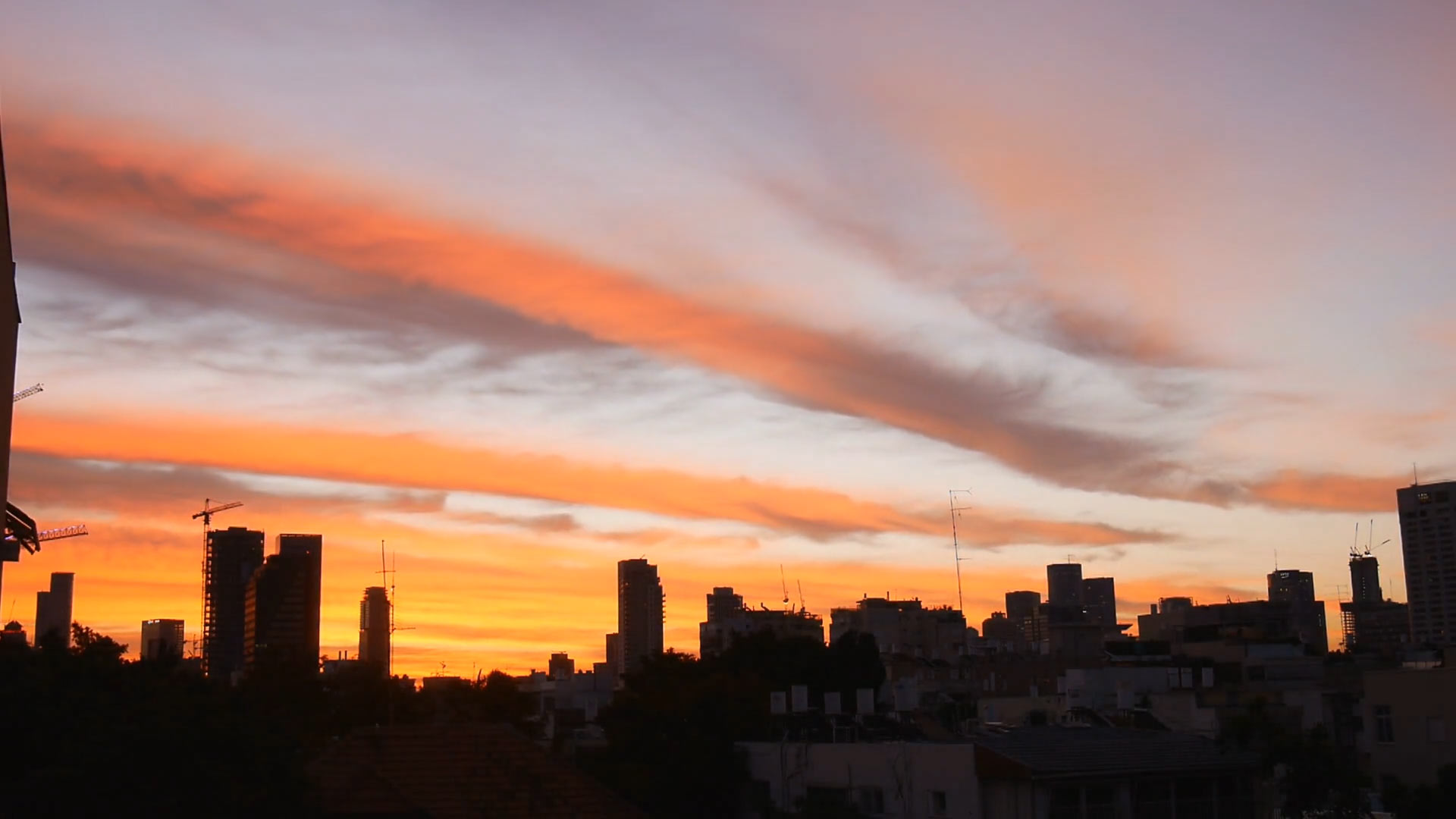 Sunset over city