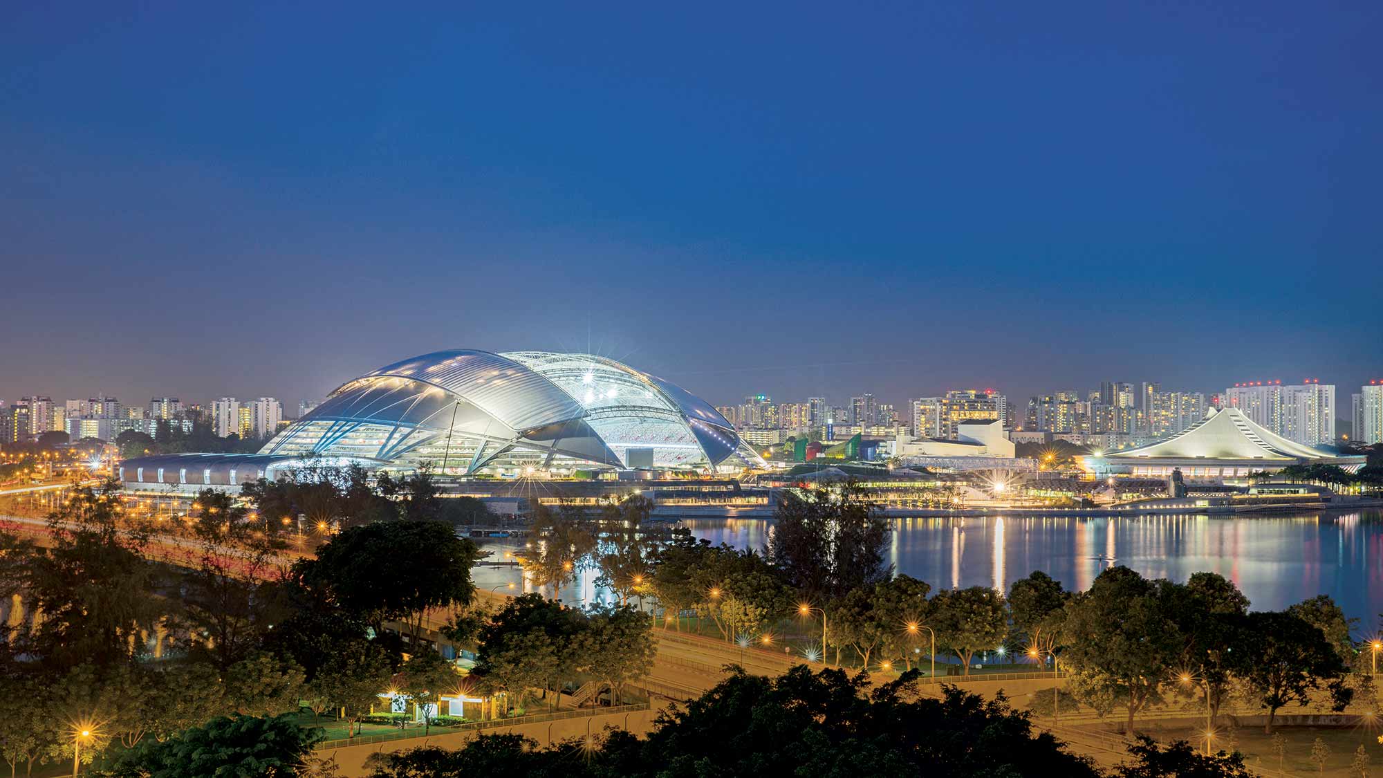 Singapore Sports Hub at night