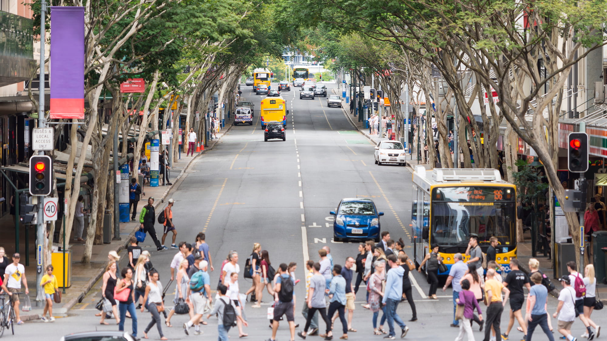 Pedestrians crossing a Melbourne street