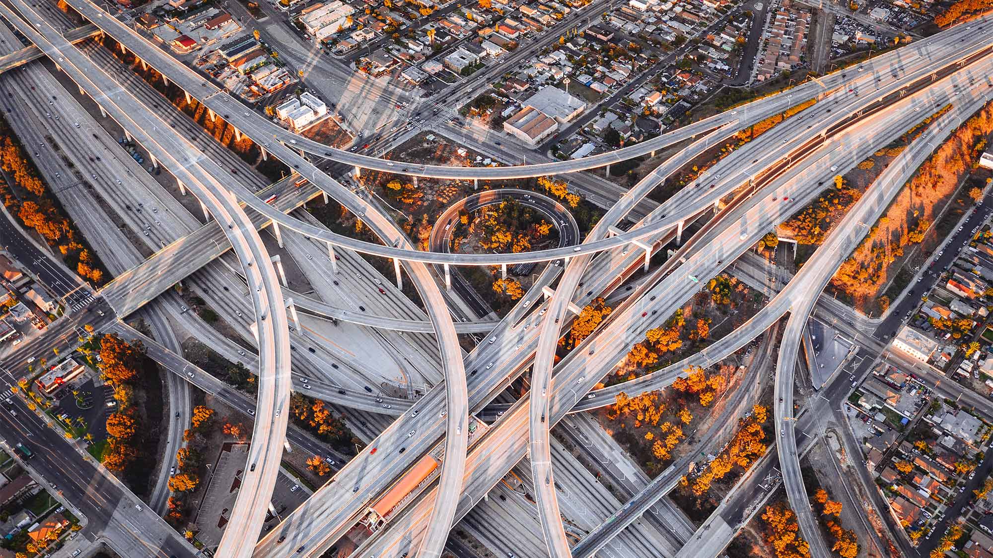 Highway clover through a city