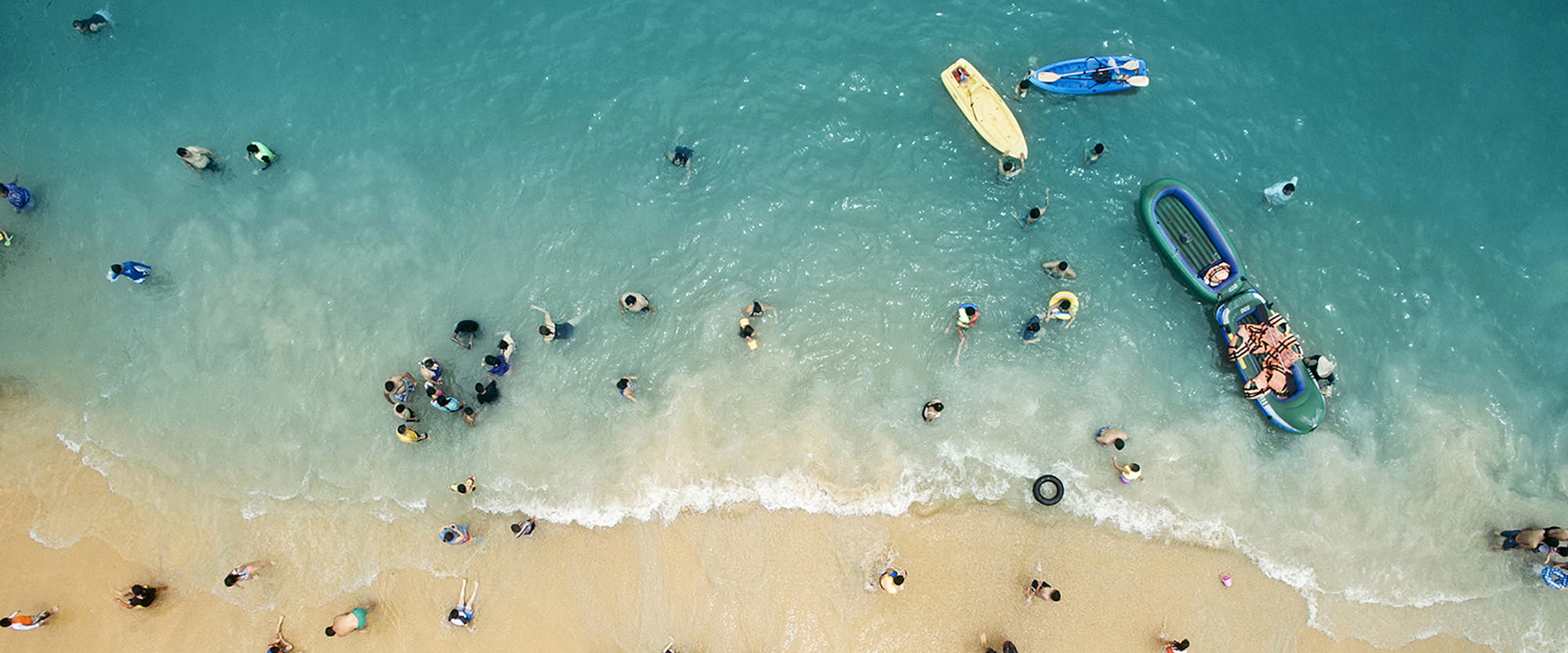 Aerial view of people at the beach