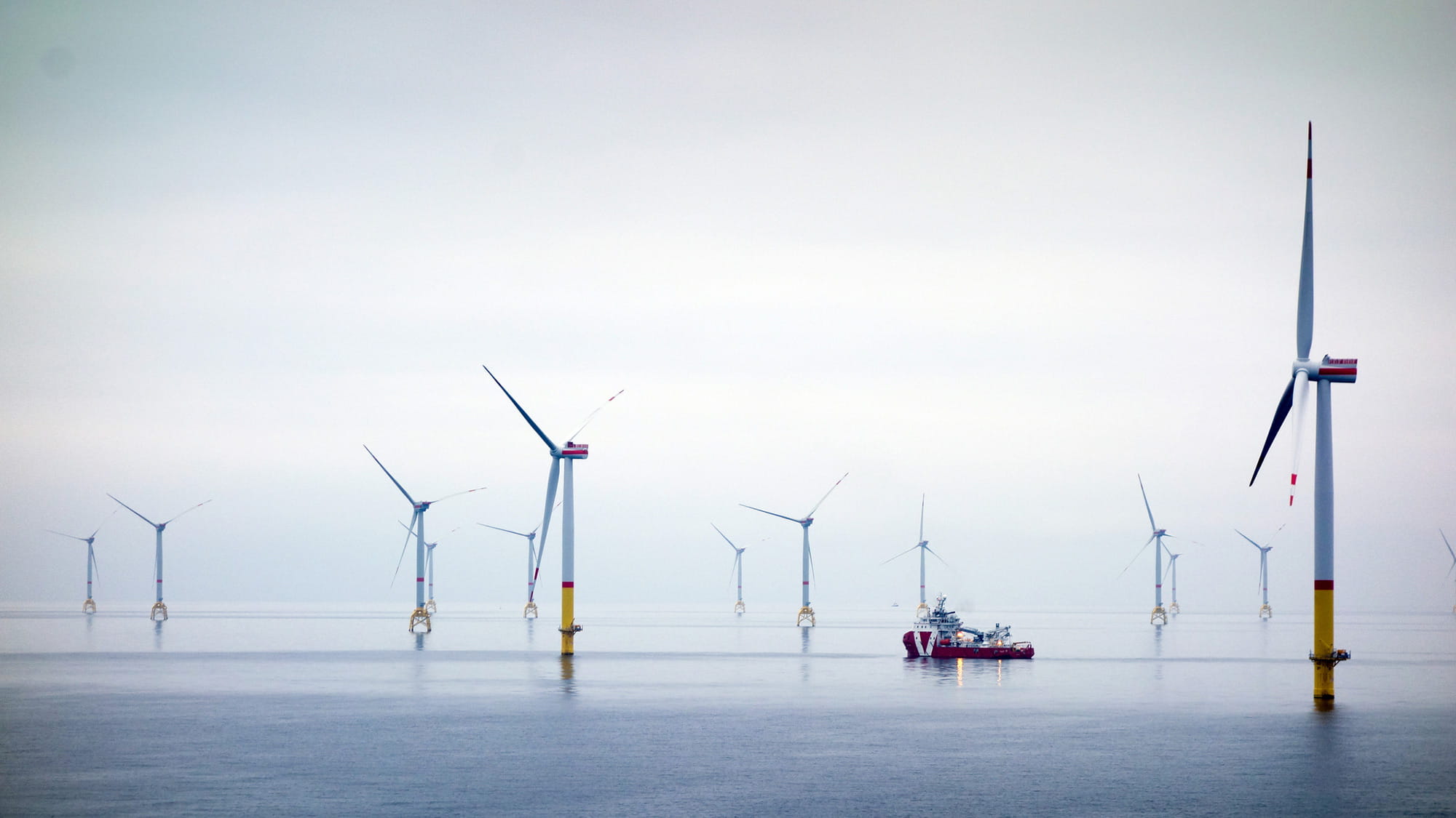Offshore wind turbines in the ocean