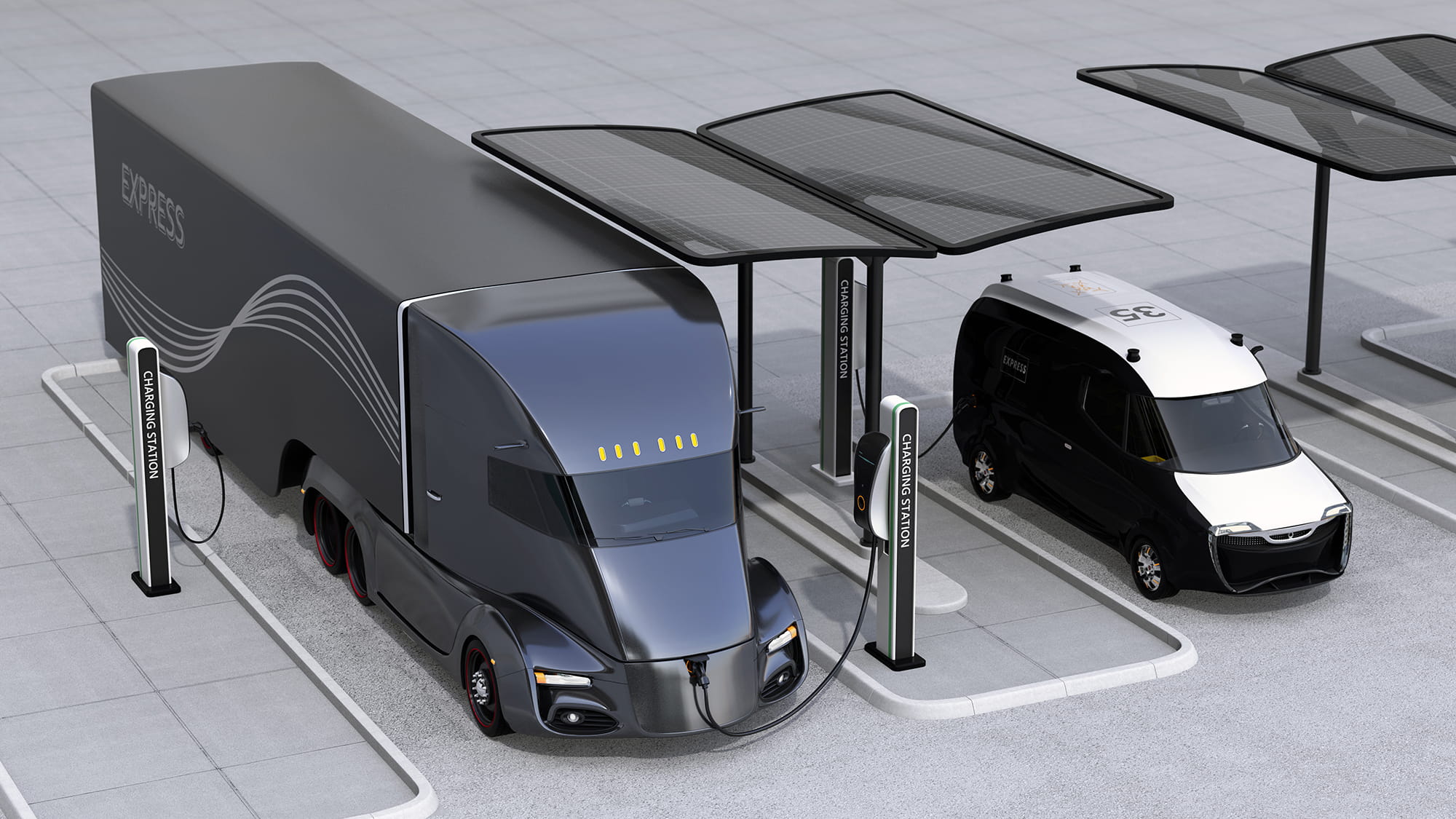 Pojazdy elektryczne na stacji ?adowania