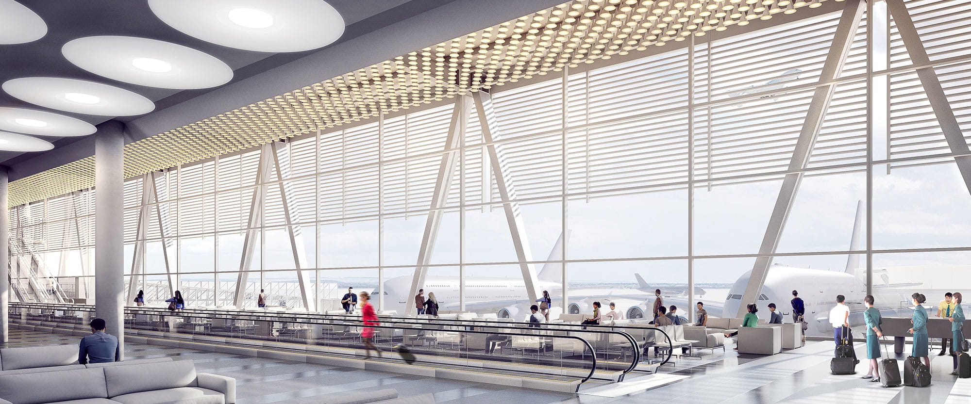 Inside an airport building