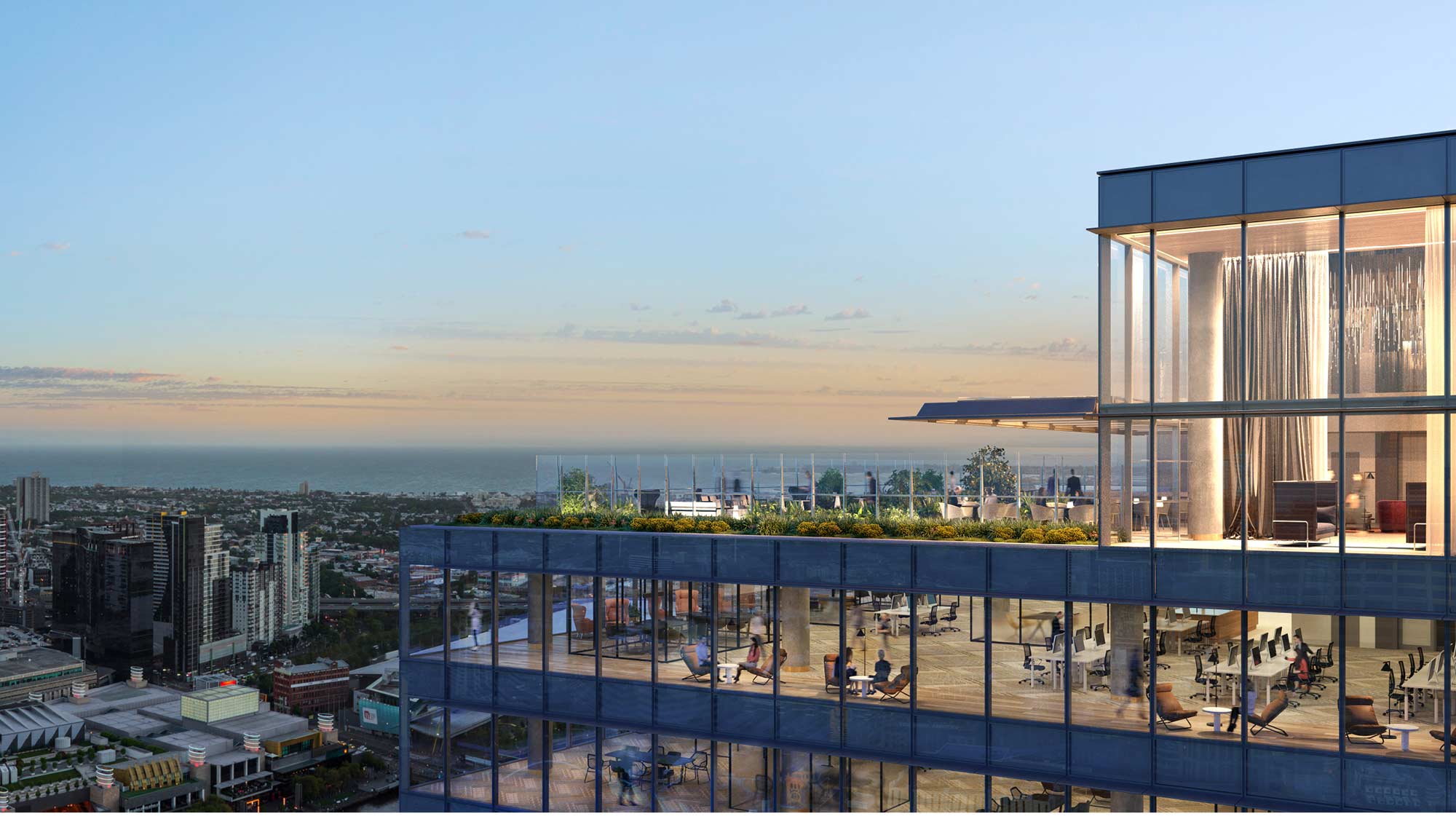 Render of skyrise terrace at 477 Collins Street ? Mirvac