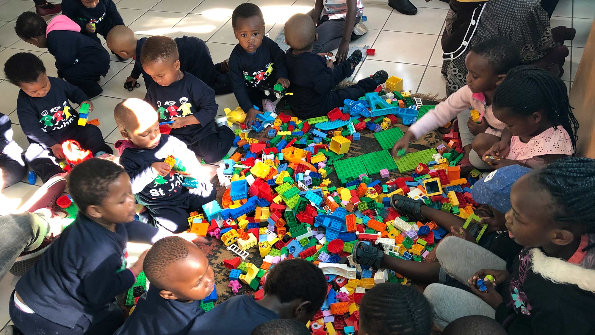 Children playing with lego