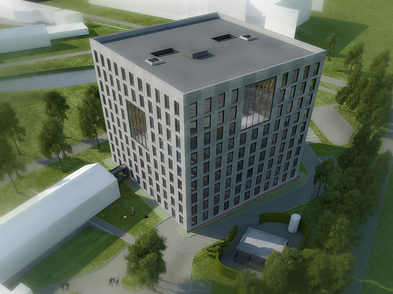 Placed strategically, double height spaces can be used for meetings or deliberation.