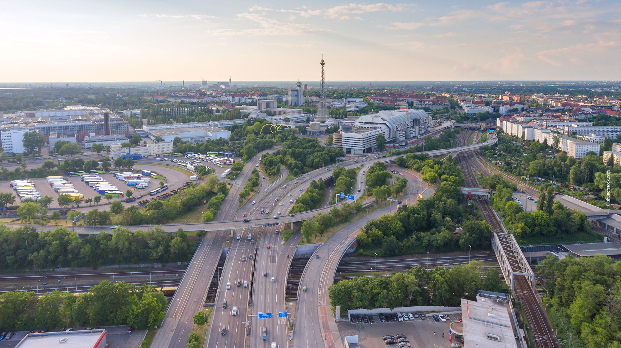 View of the motorway junction of the Berlin Funkturm