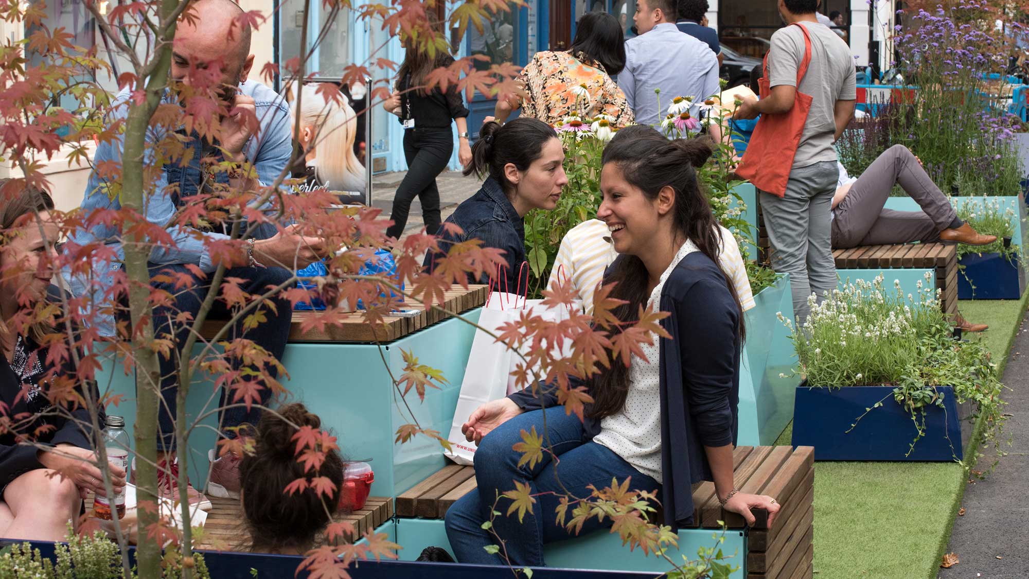 The FitzPark parklet which has been developed by Arup in Fitzrovia, London