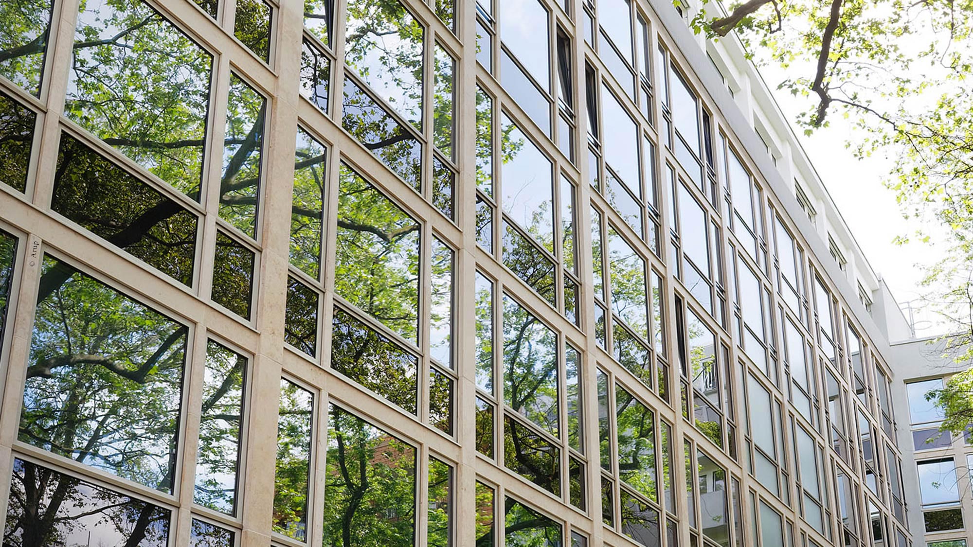 Close-up view of the renovated building Haus Neumarkt.