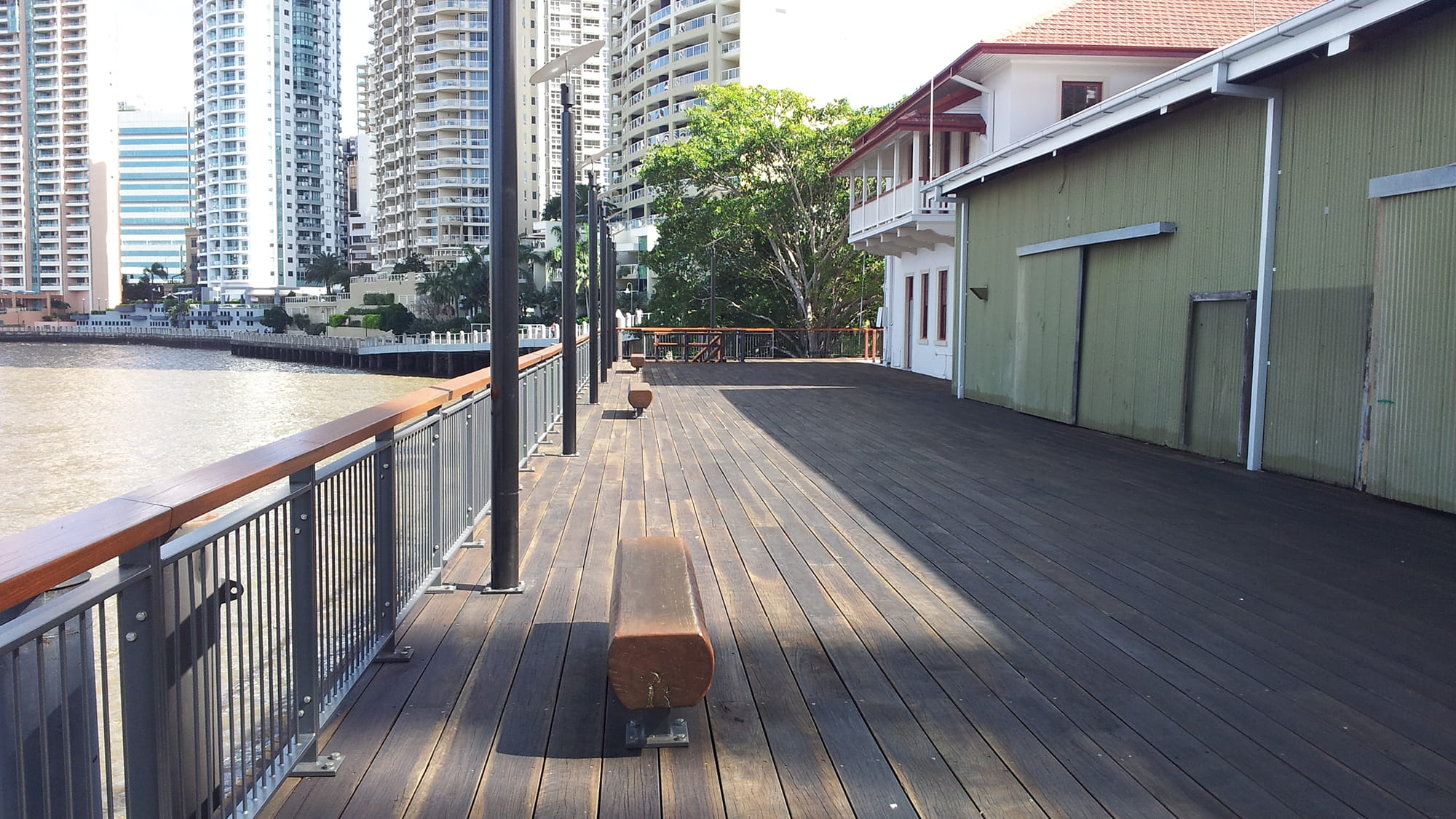 View along Howard Smith Wharves looking toward Brisbane city