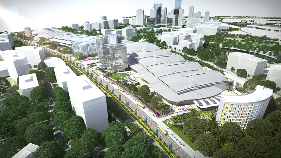 Indonesia Conference Exhibition - Aerial view from the South