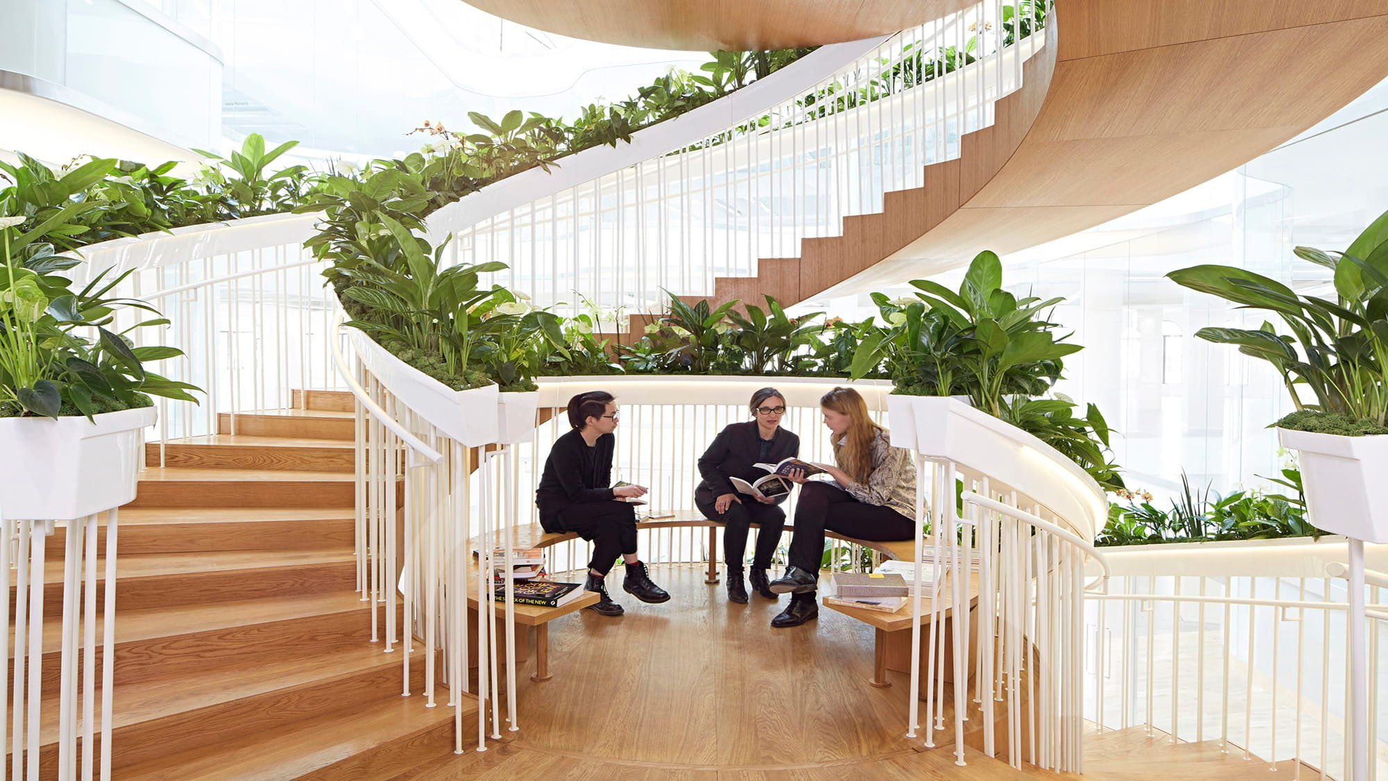 The Living Staircase is a dramatic centrepiece for the newly-refurbished Ampersand Building in London's Soho district