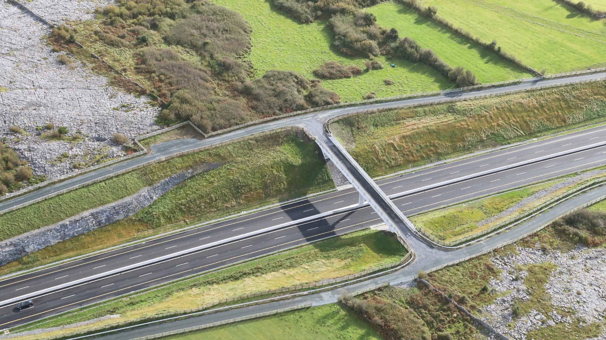 Aerial view of M17/M18 motorway.