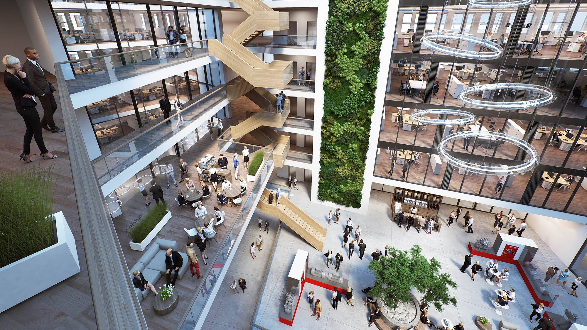 Interior view of Danfoss' new headquarters, the LEIQ building