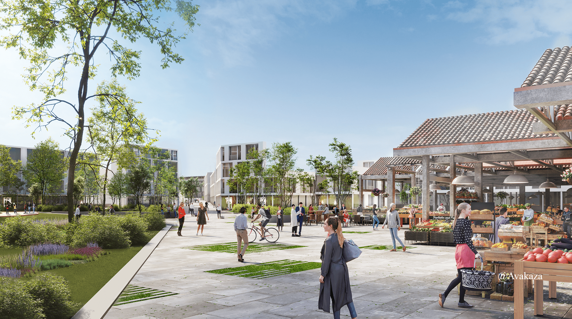 A street with people