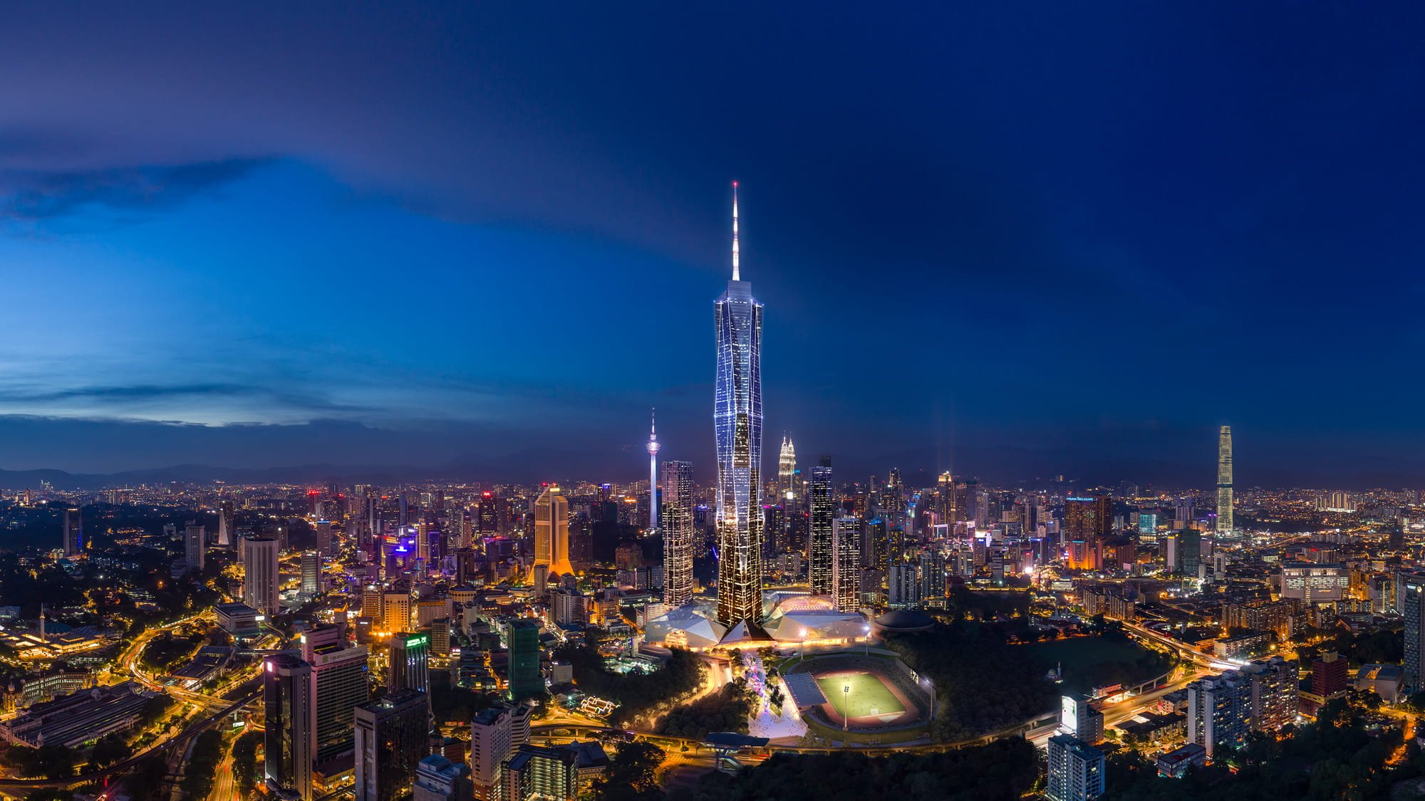 A night view of Merdeka 118 in the KL skyline