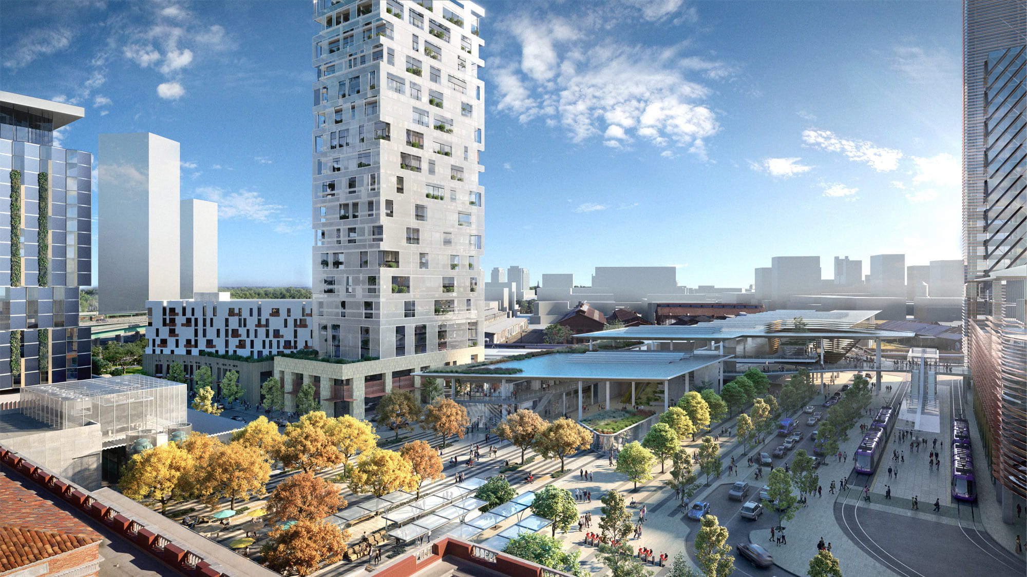 Sacramento Valley Station plaza overview rendering