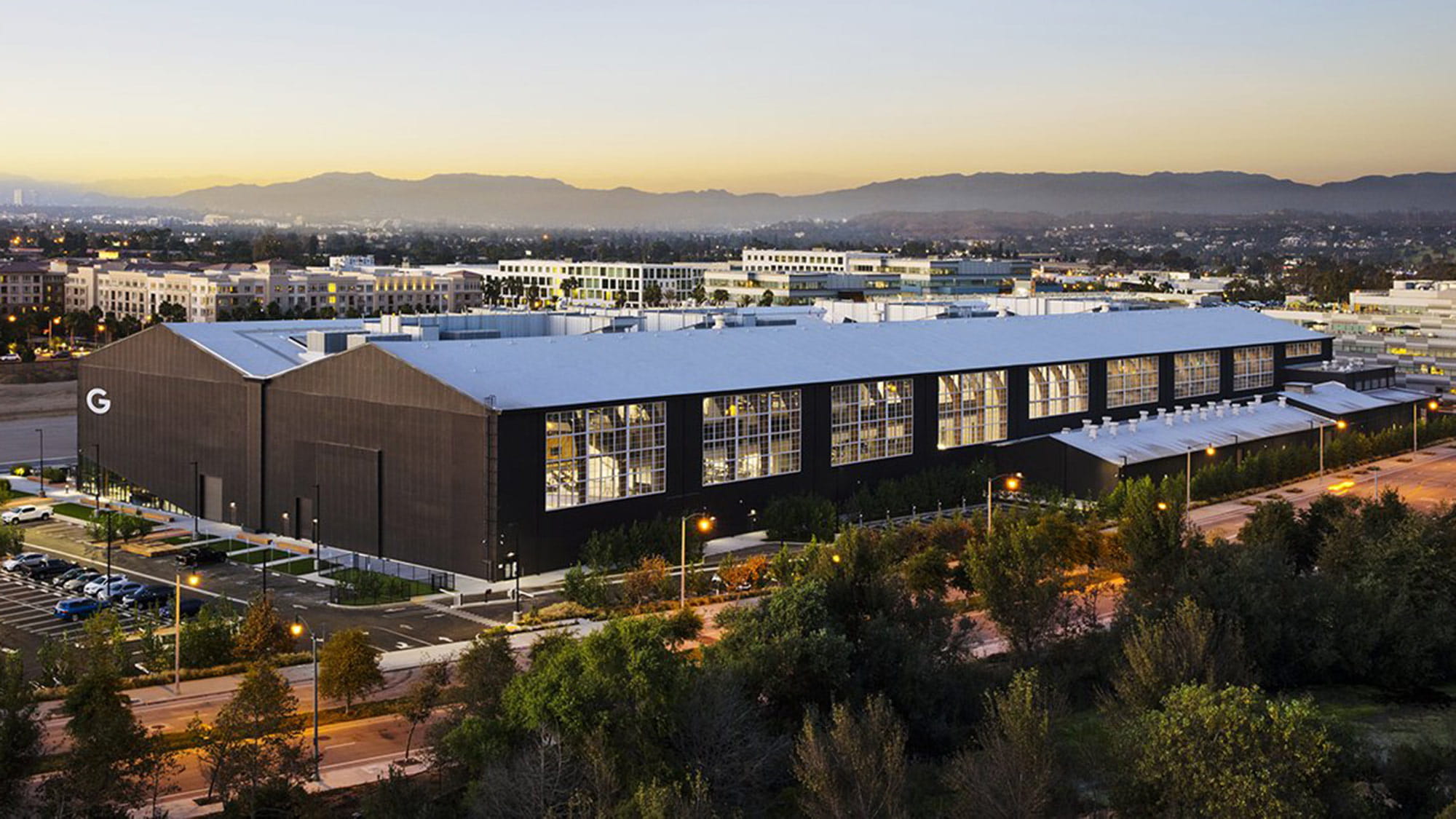 Exterior view of the Spruce Goose hangar