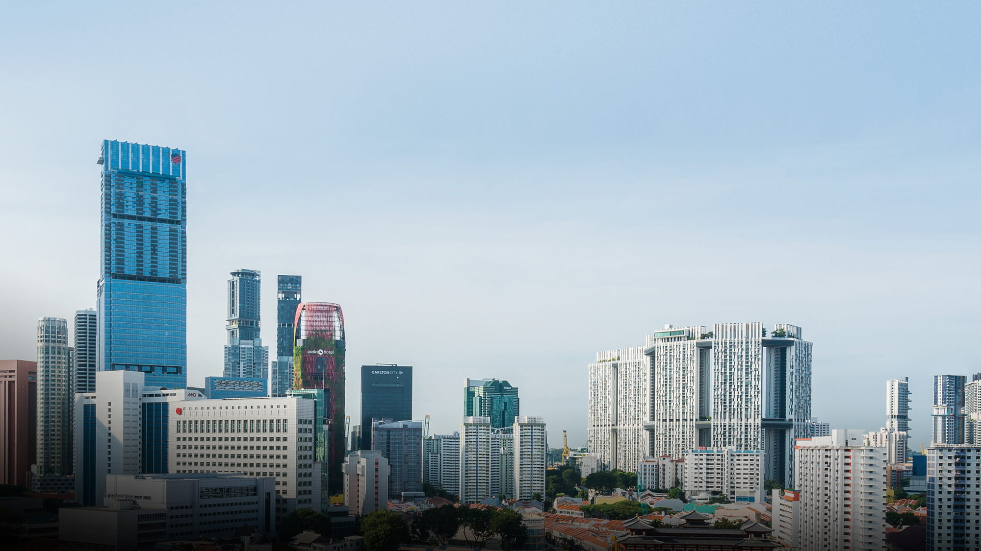 Tanjong Pagar Centre as part of the Singapore skyline