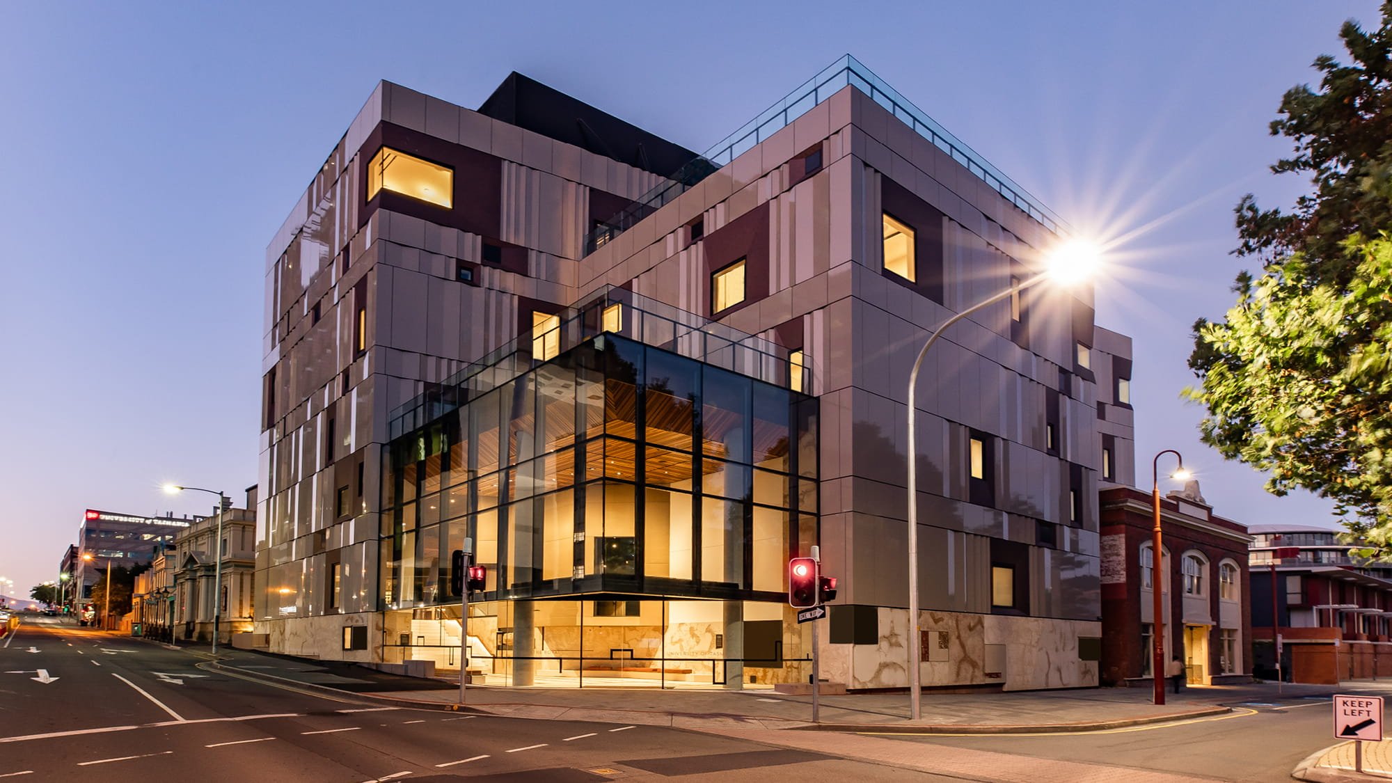 Street view of The Hedburg, a performing arts venue in Tasmania