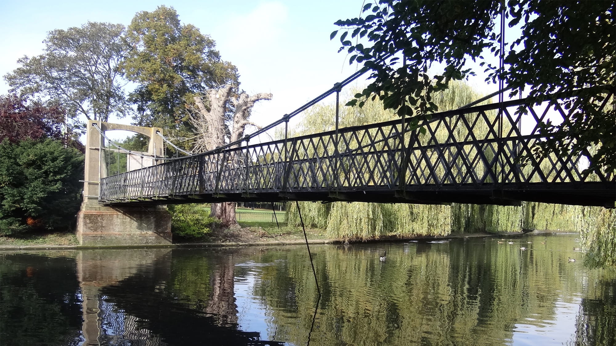 North elevation of Wardown Park Suspension Bridge, May 2014.