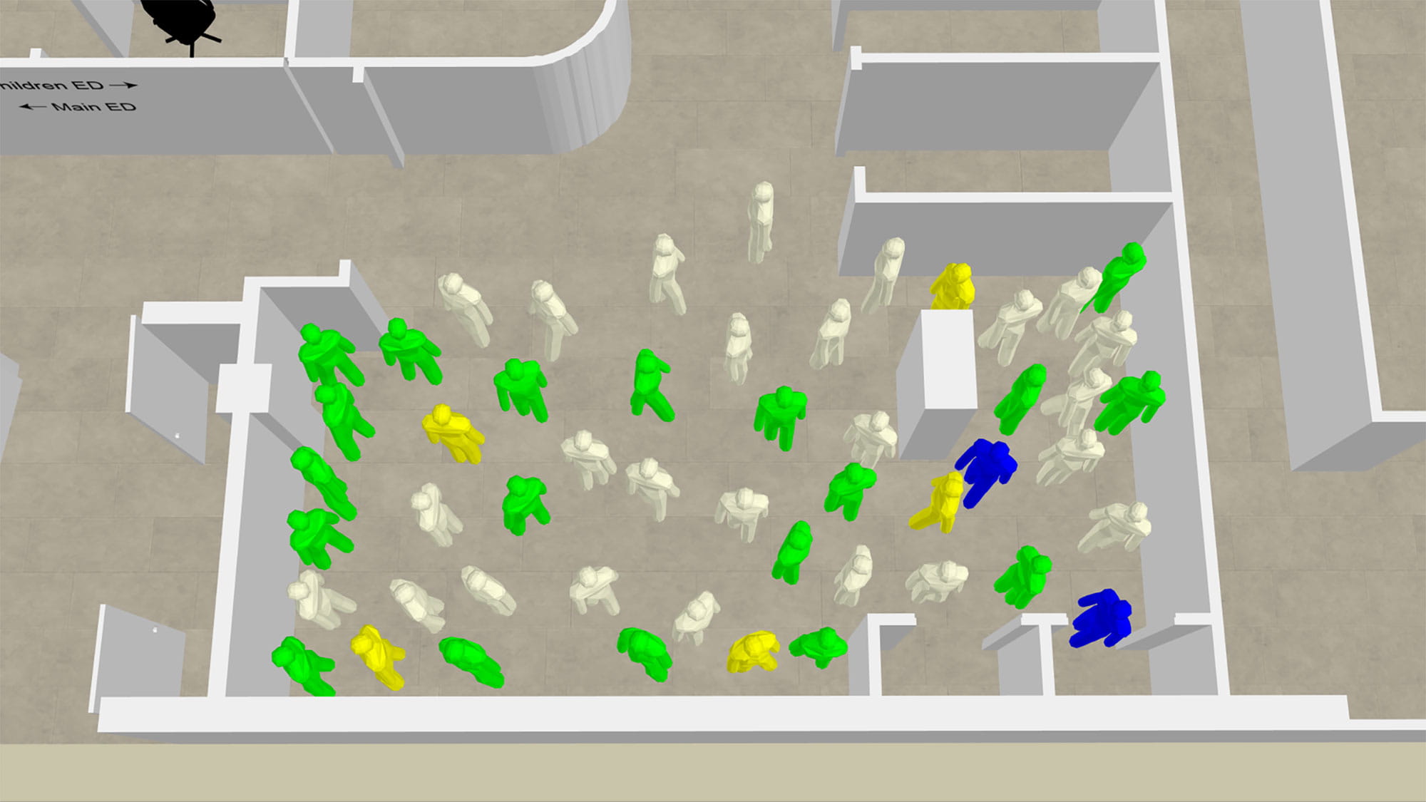 mass motion rendering of hospital reception