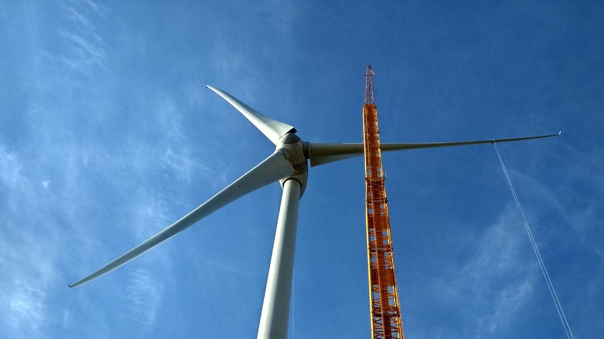  A close-up shot of the construction of the new wind turbine at DePuy in Loughbeg, Cork.