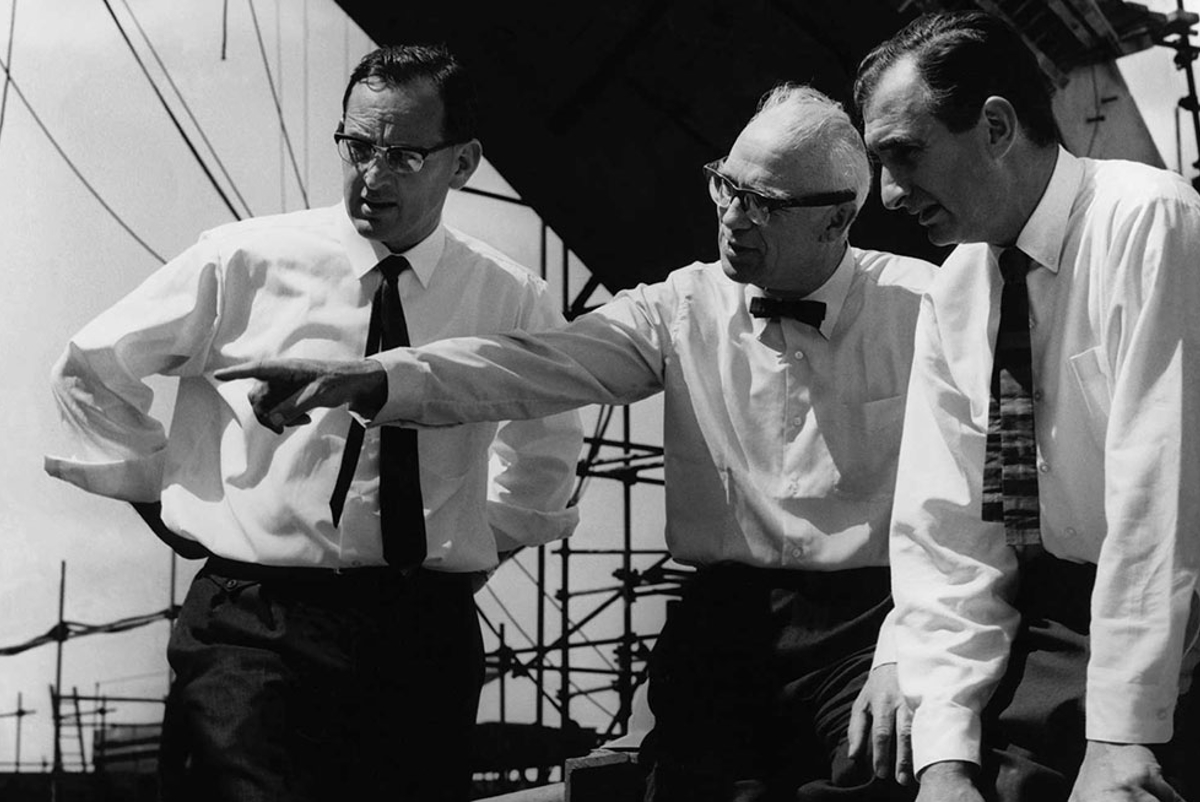 Ove Arup on site at the Sydney Opera House