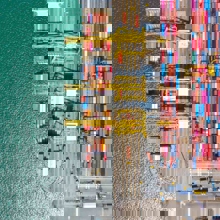 Aerial view of a freight port