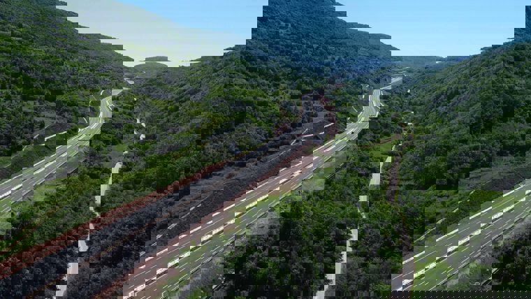 Aerial view of a highway