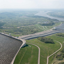 Aerial view of a pumped hydro storage facility