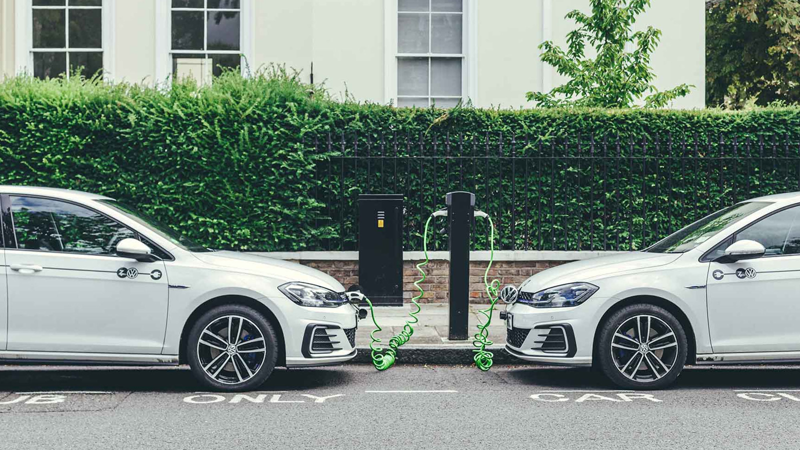 Electric cars being charged