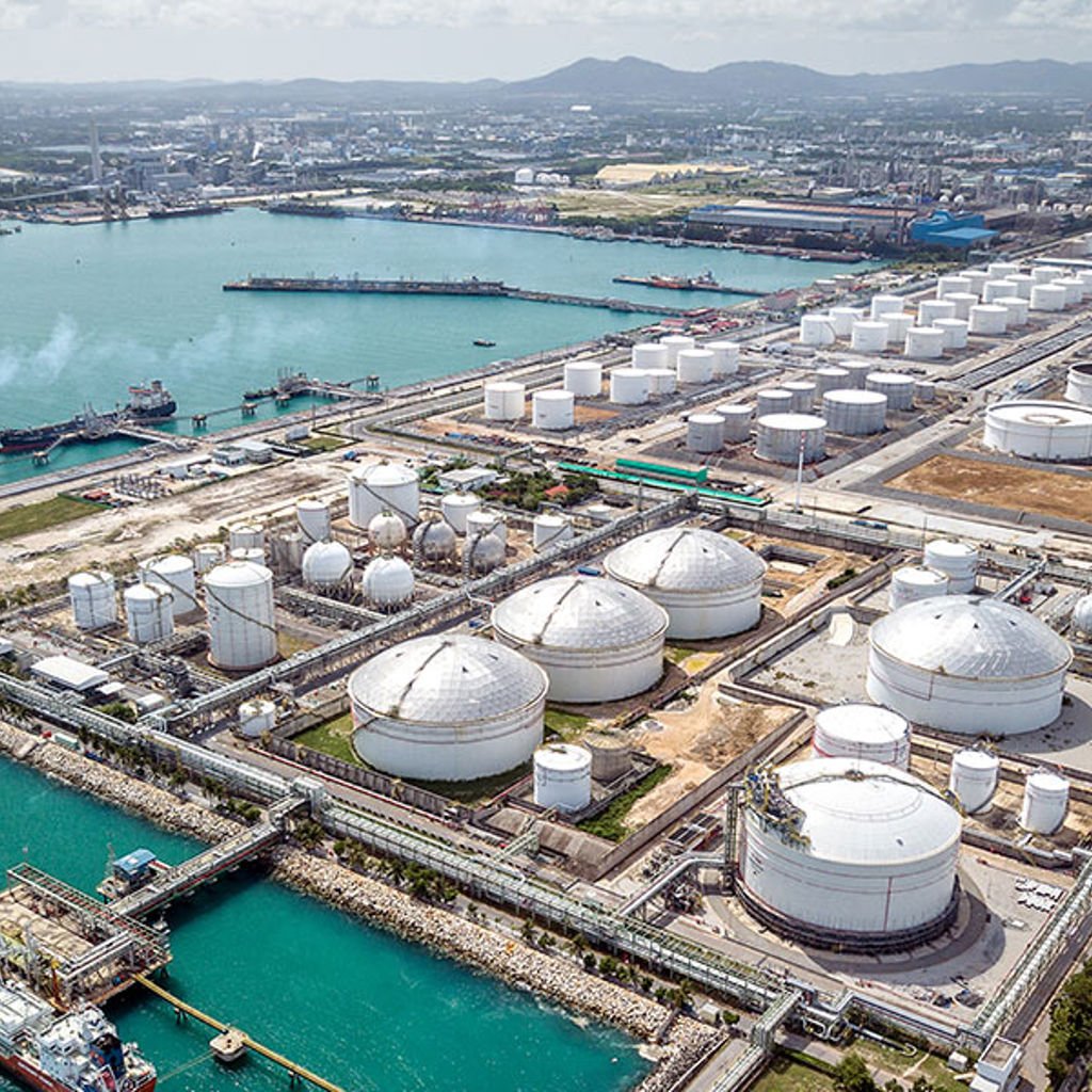 Aerial view of the Map Ta Phut port in Eastern Economic Corridor, Rayong, Thailand.