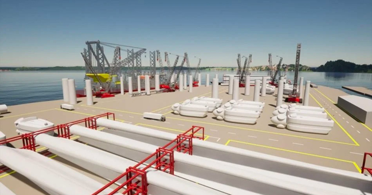 CGI image of port infrastructure