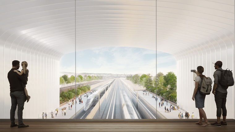 Render of potential new California High Speed rail station