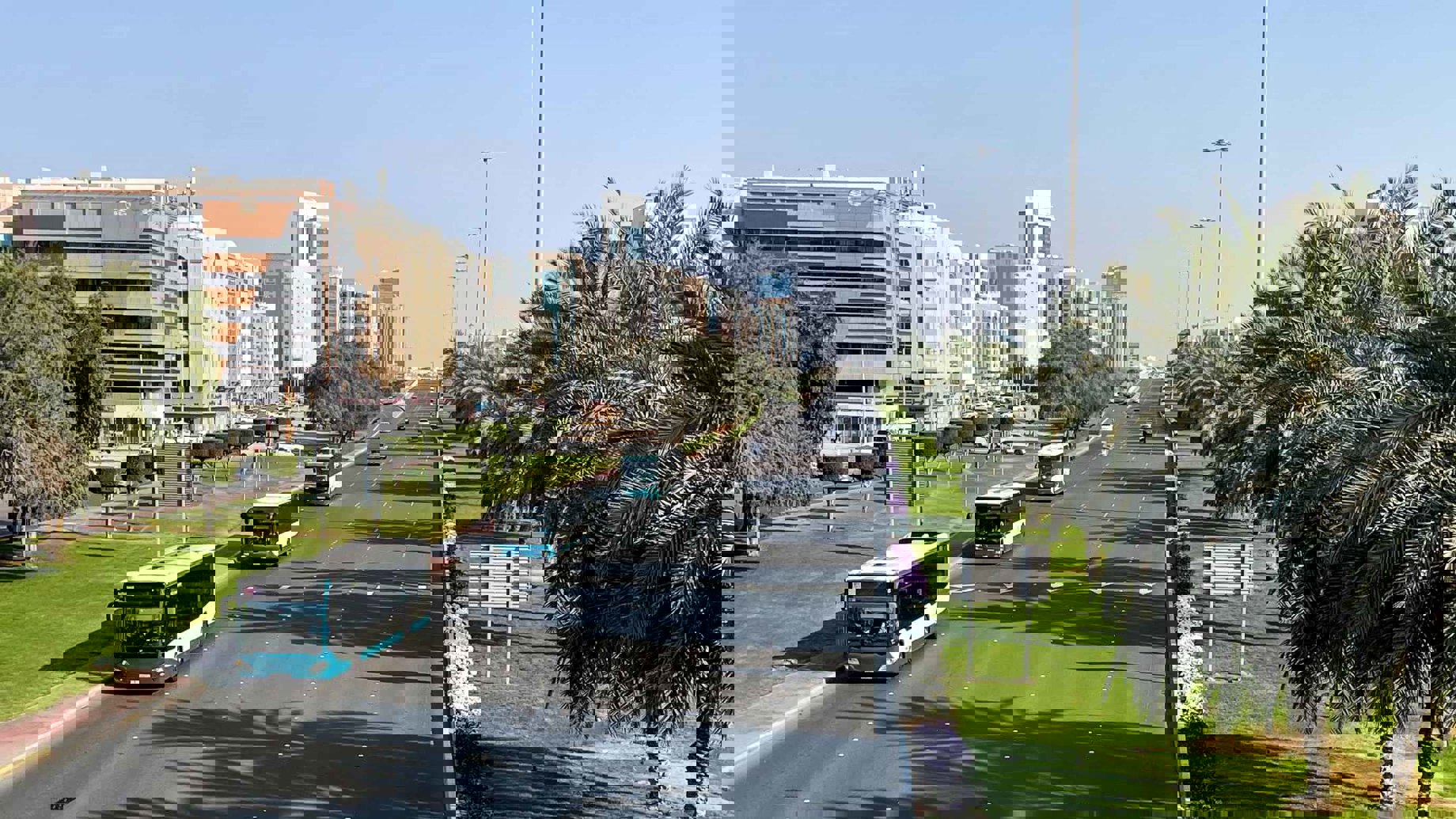 Buses on a road in Abu Dhabi