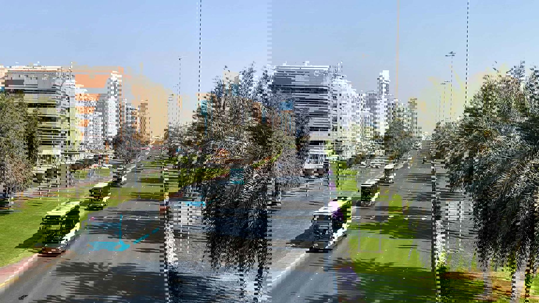 Buses on a road in Abu Dhabi