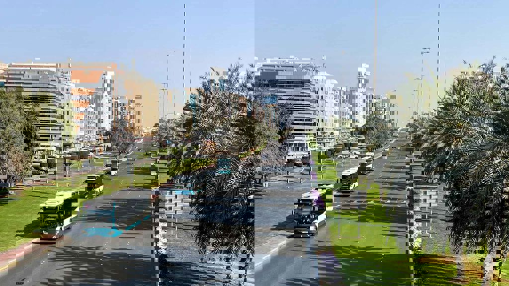 Buses on a road in Abu Dhabi