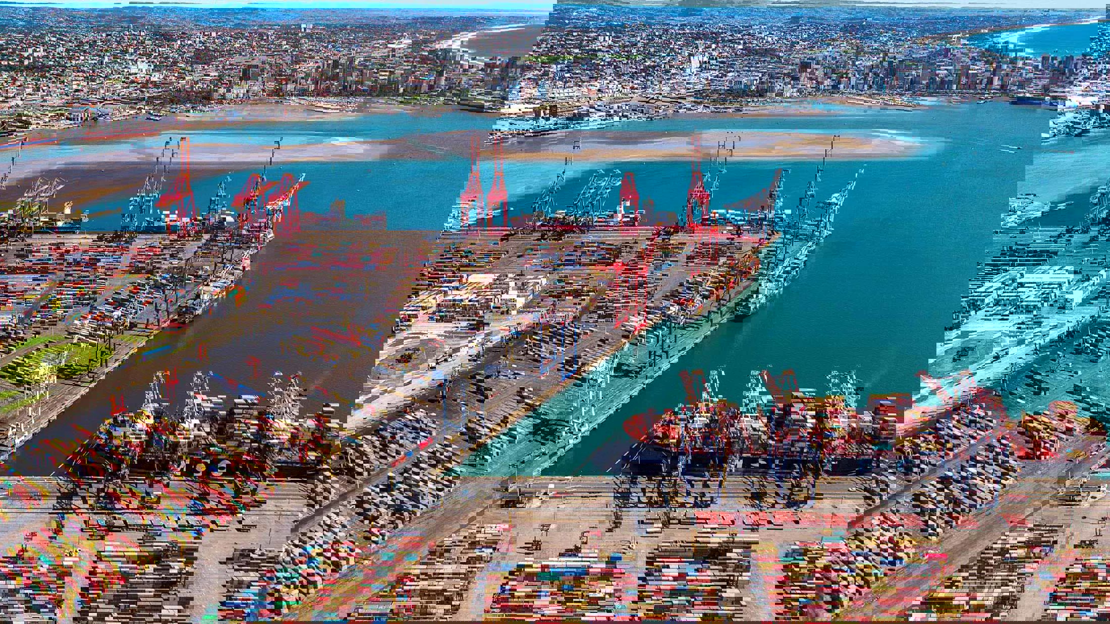 Large port with cargo ready for loading