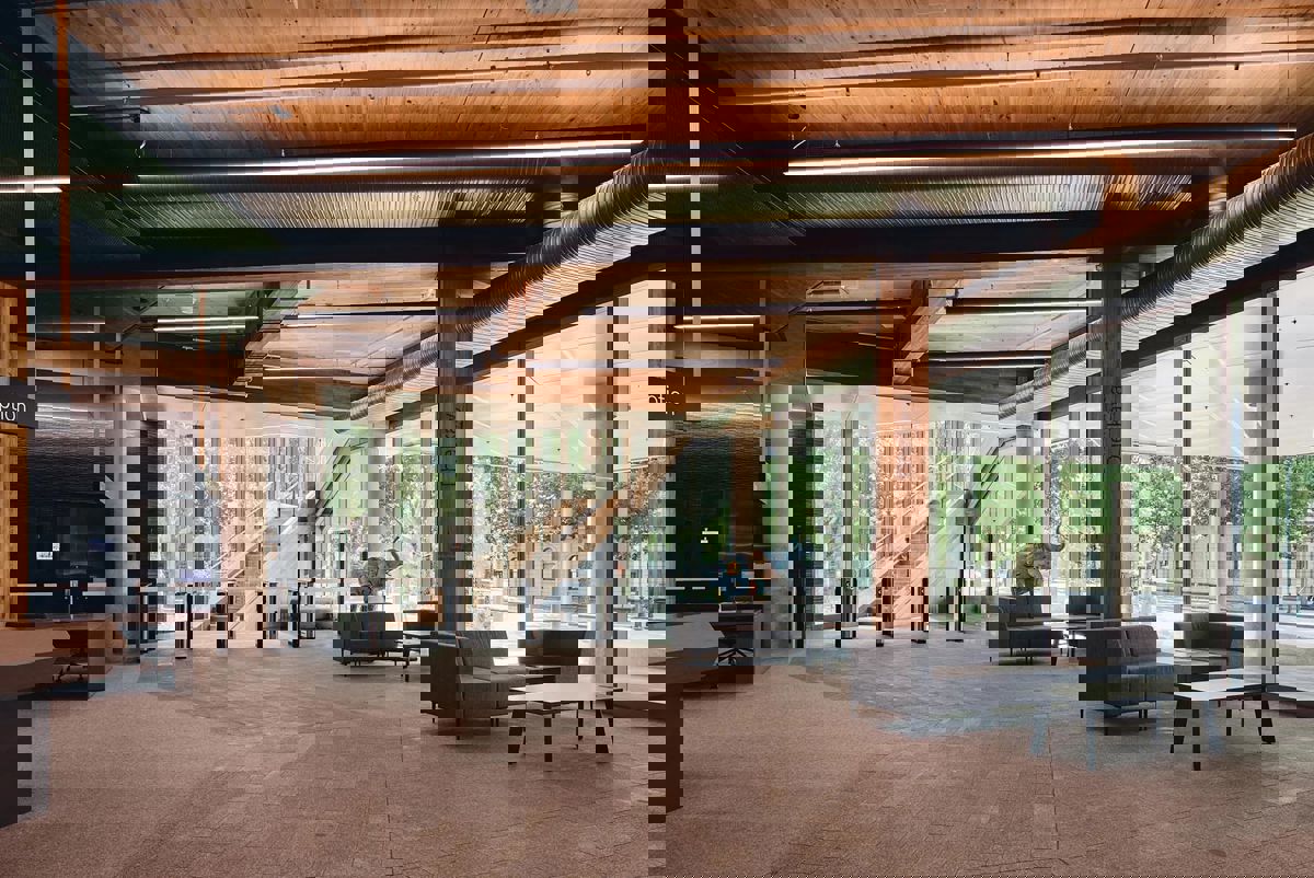 Inside the building