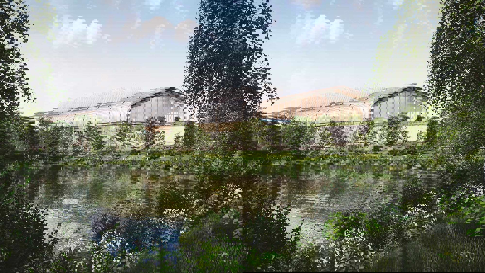 CGI of the landscape architecture around the station