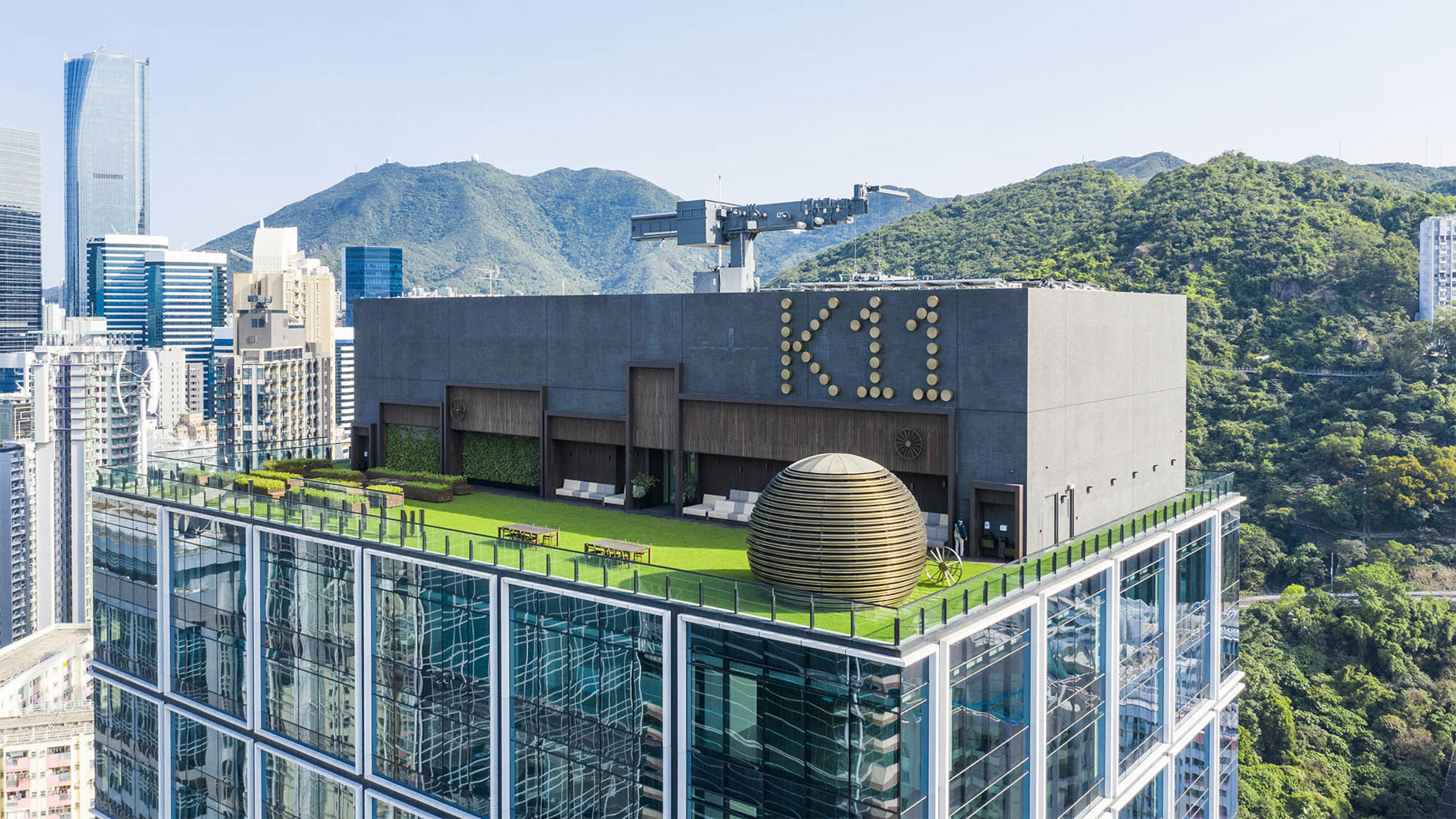 K11 Atelier roof among Hong Kong skyline