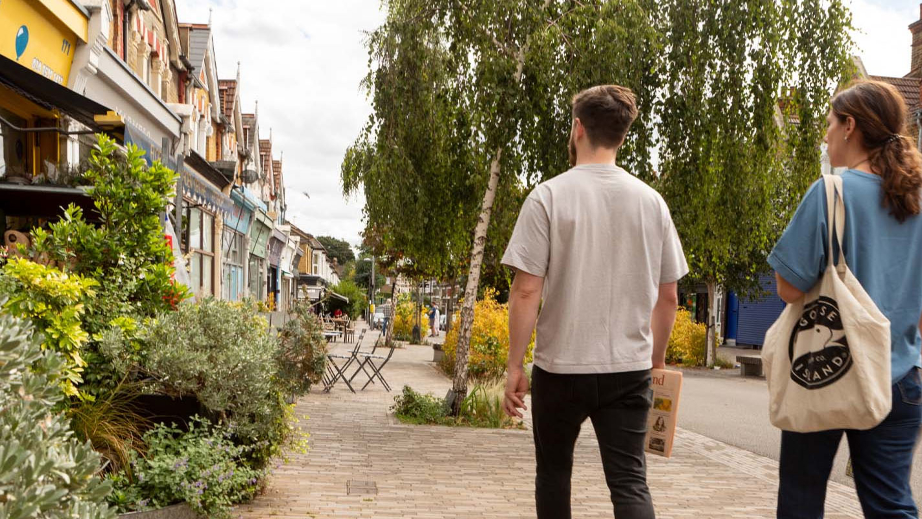 Pedestrians on Francis Road in Leyton, London