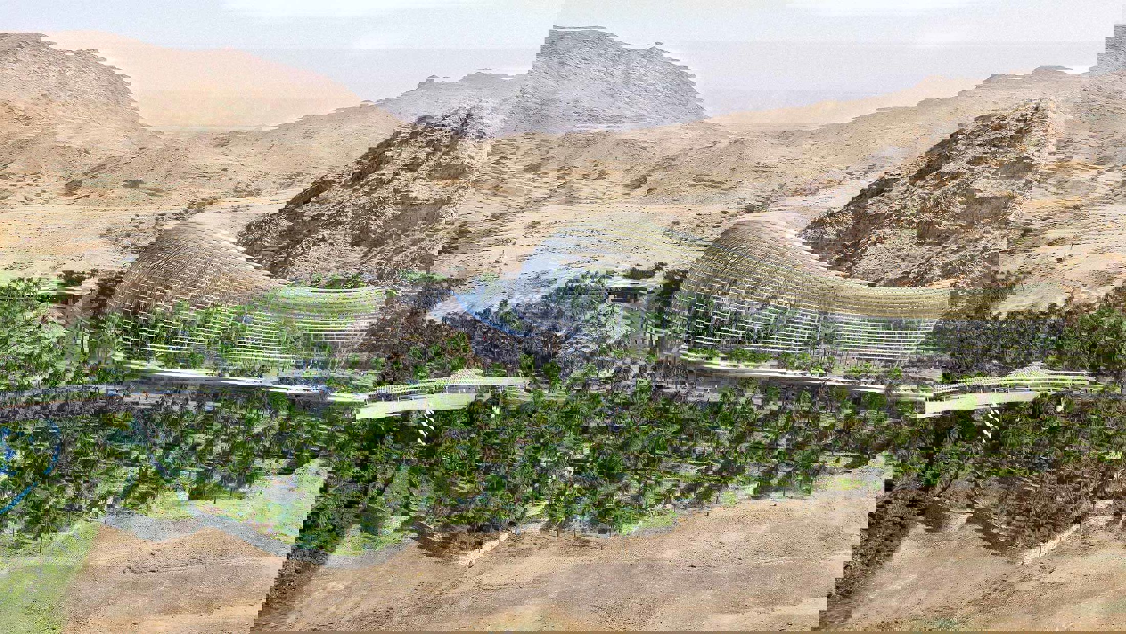 Aerial view of the gardens and dome