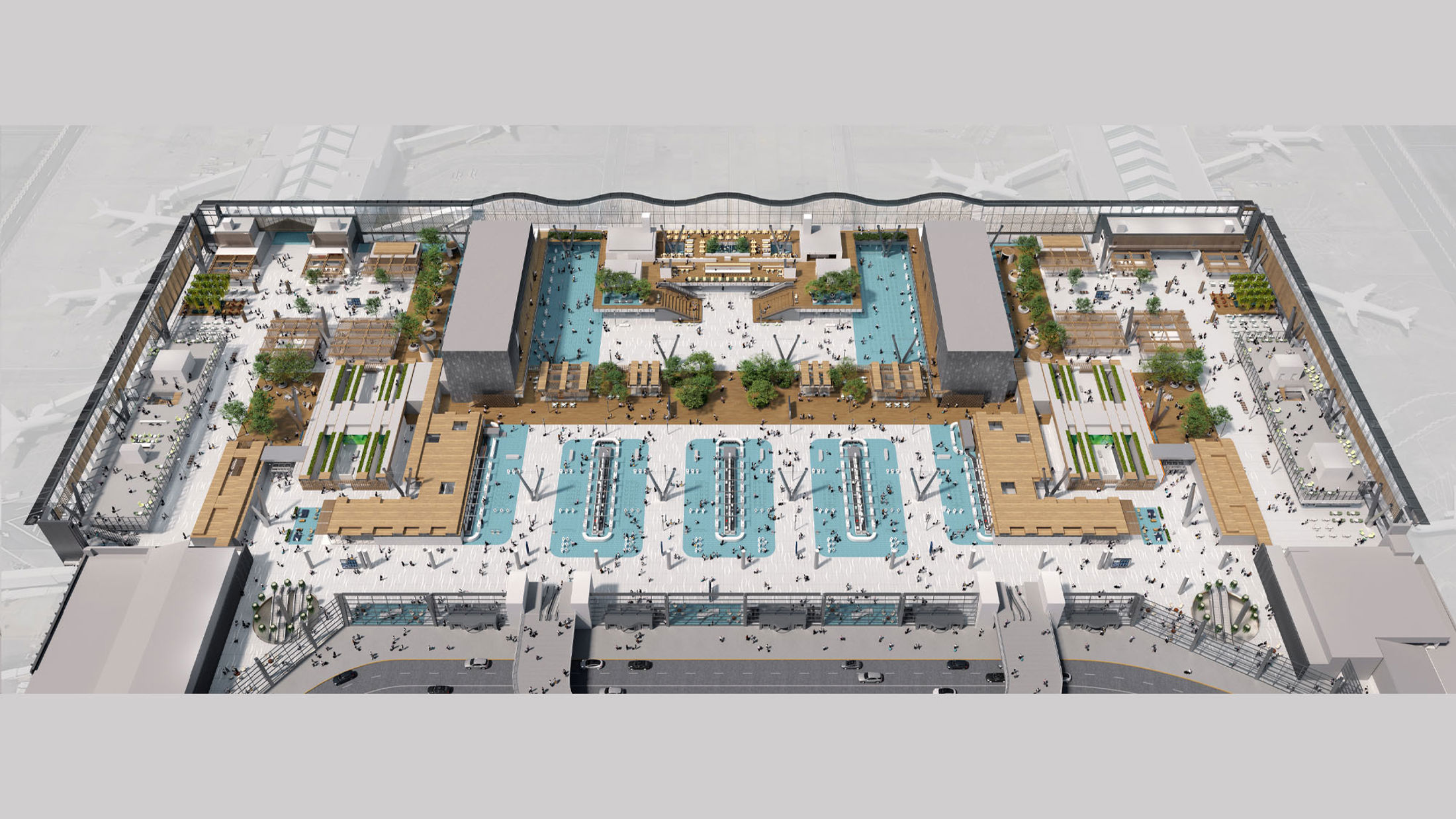 Aerial layout of Portland International Airport. Credit ZGF Architects
