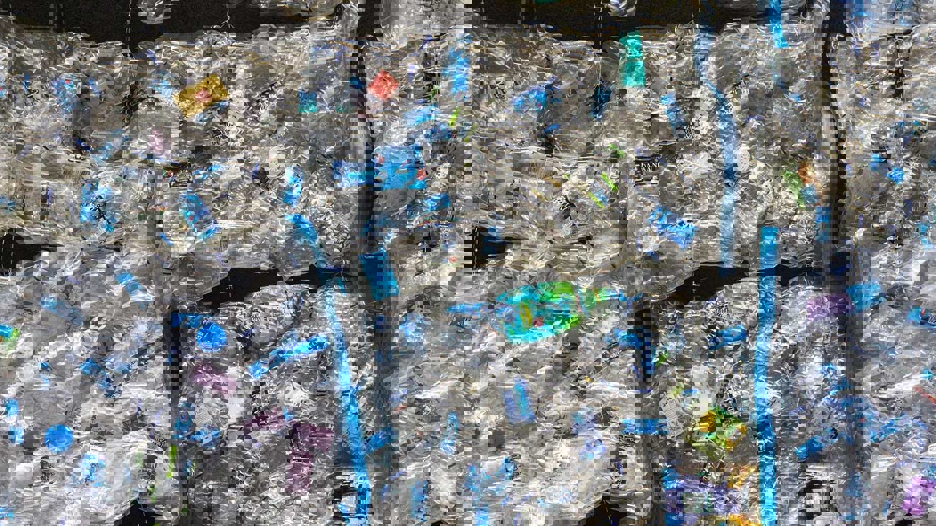 Piles of sorted recycling waste